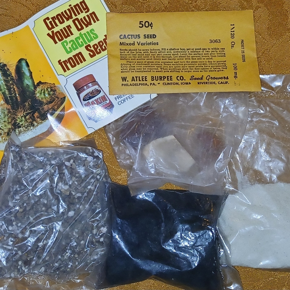 1973, Maxim Coffee/cactus Promotion Cactus Grownig Kit.